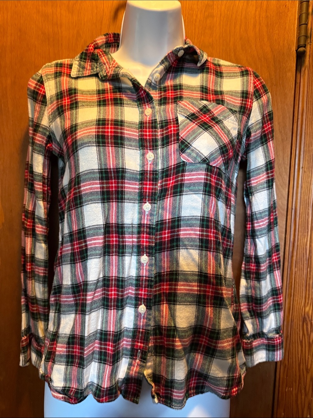 GAP Red Green White Plaid Button-Down Shirt